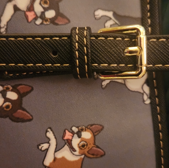 Women designer LERUEL $60 boston terrier zippered tote bag - Picture 3 of 5